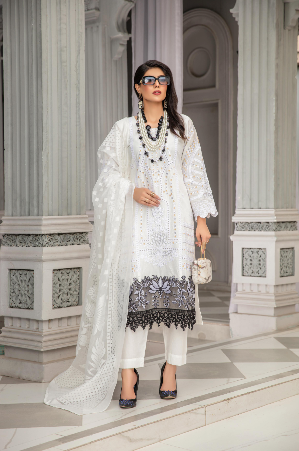 White Zoha Cotton Ladies Suit
