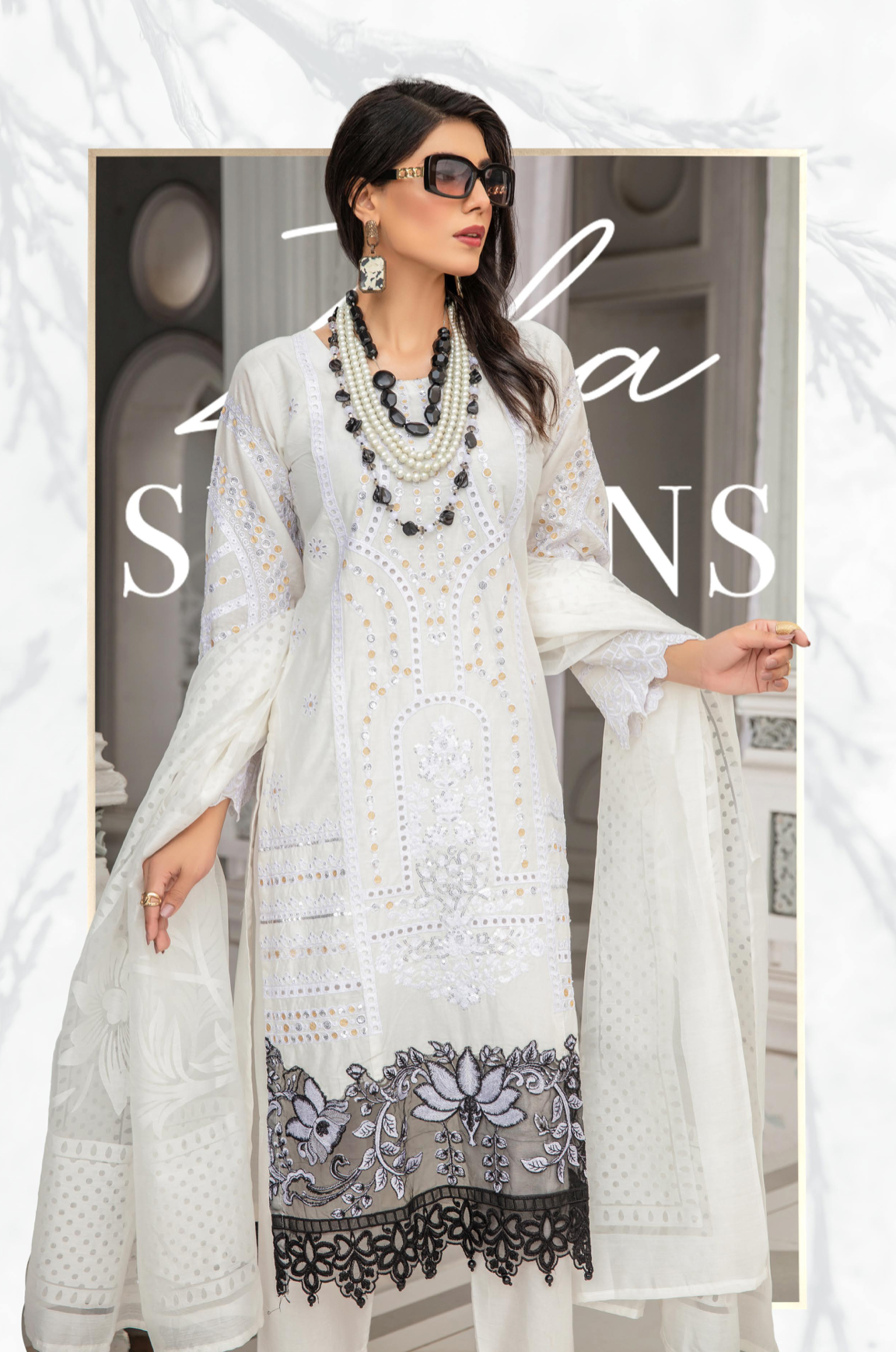 White Zoha Cotton Ladies Suit