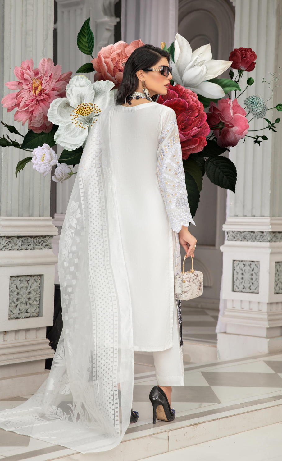 White Zoha Cotton Ladies Suit
