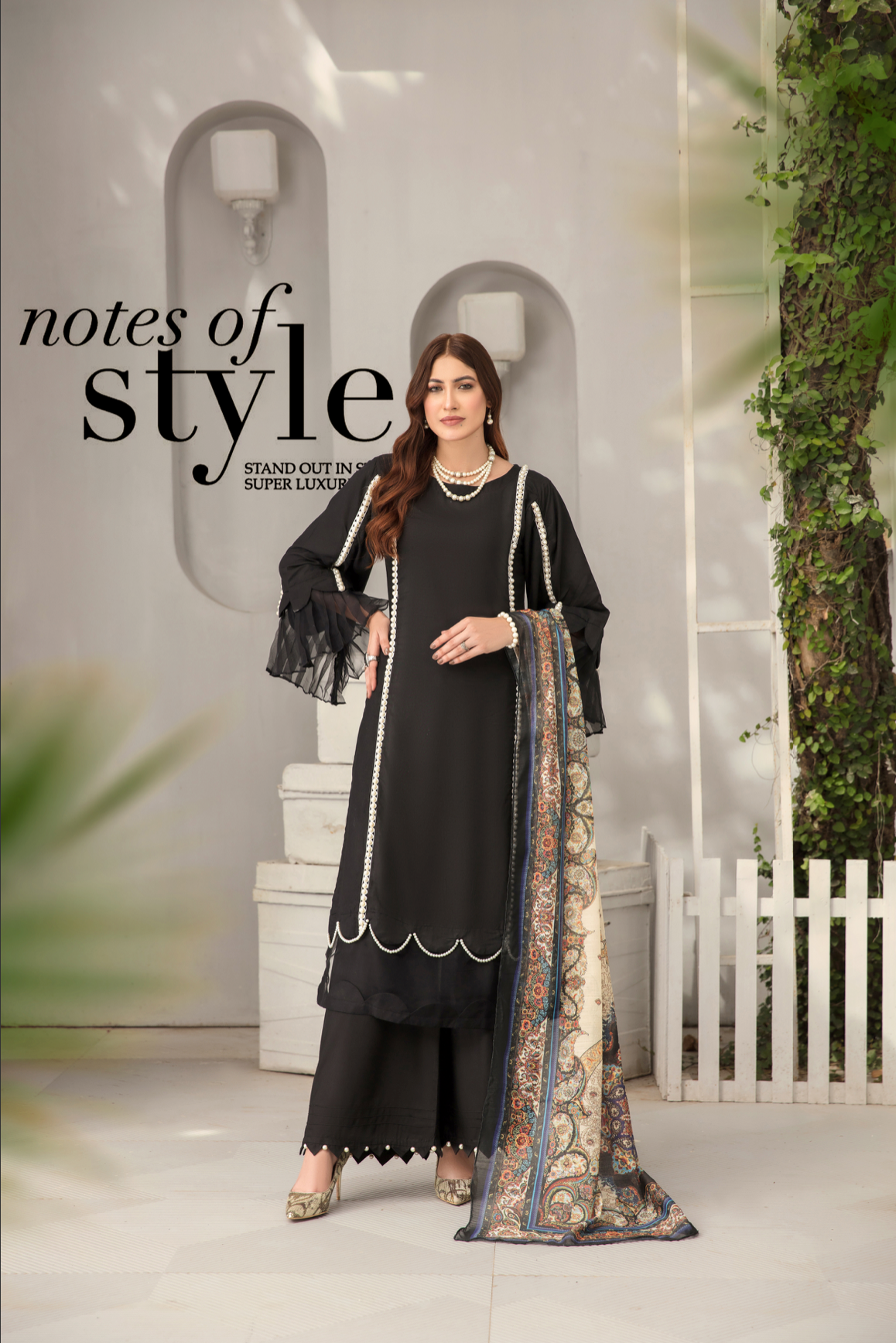 Black Lamika Linen Ladies Suit