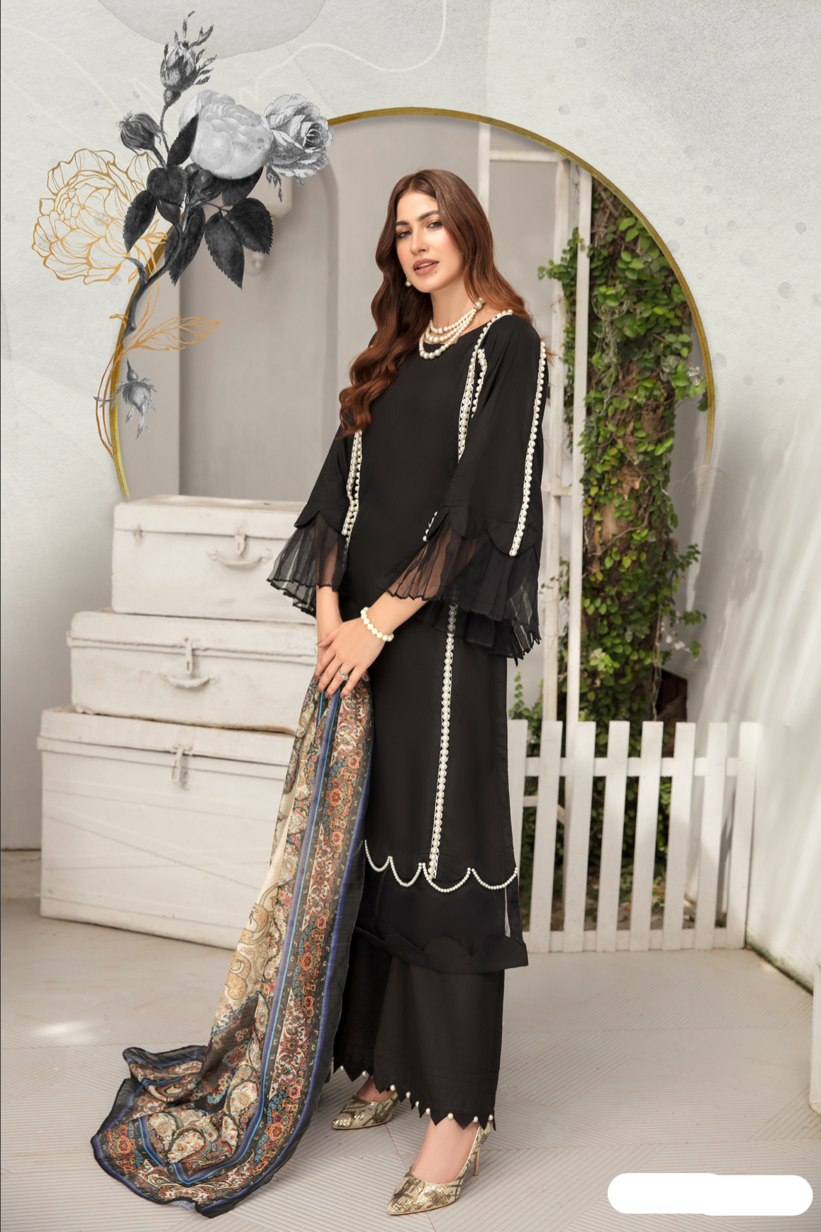 Black Lamika Linen Ladies Suit