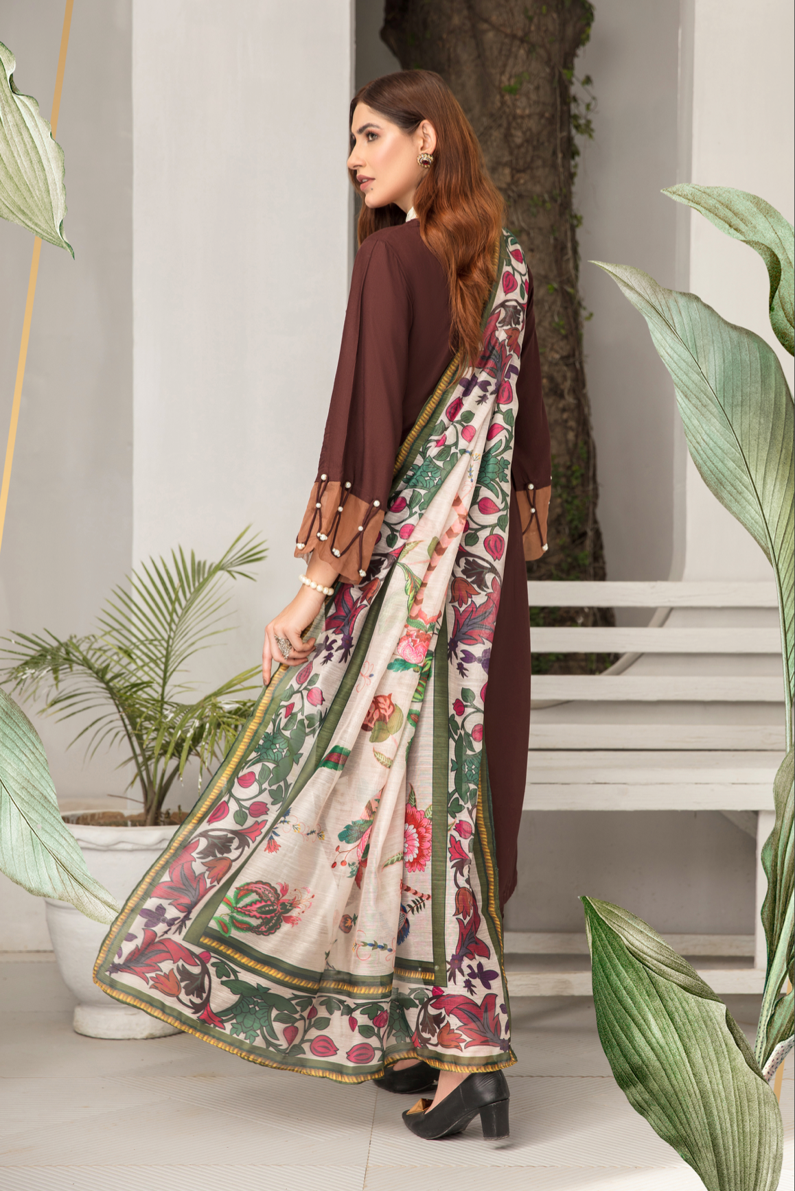 Dark Brown Lamika Linen Ladies Suit