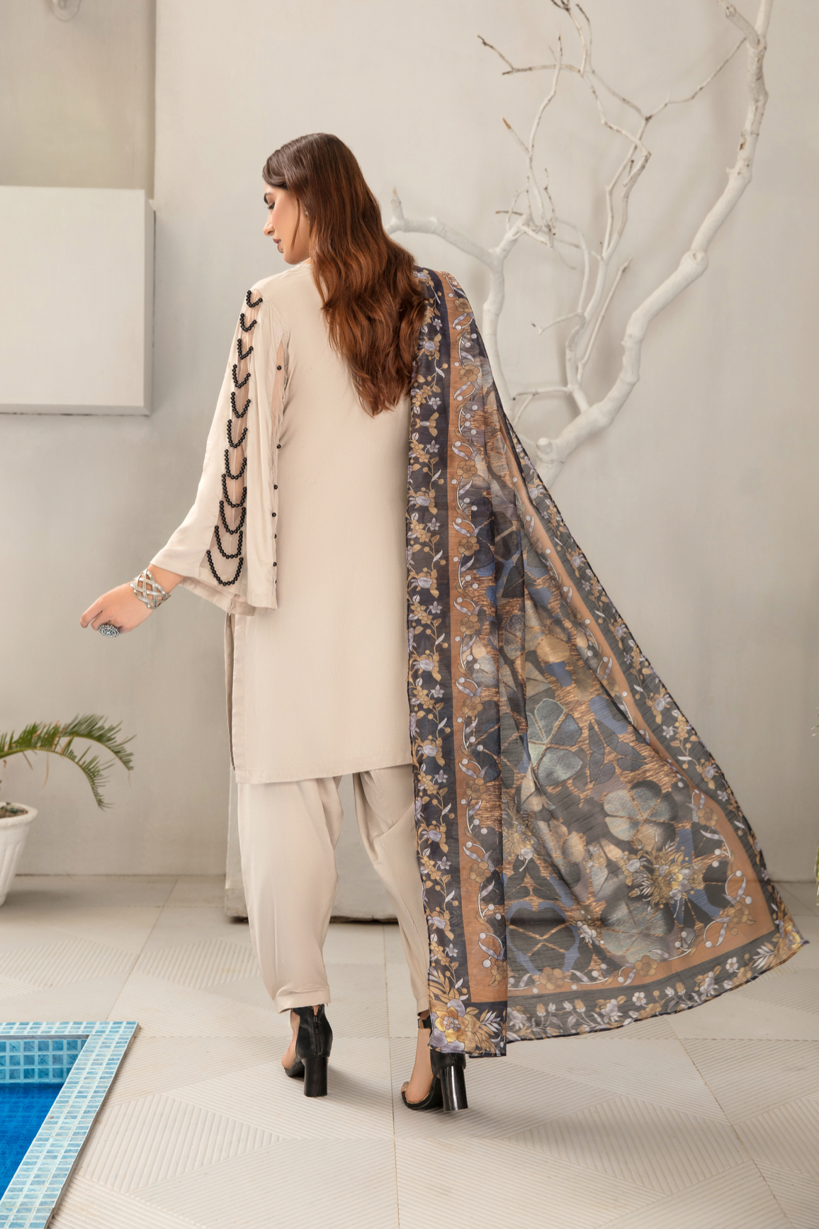 Light Beige Lamika Linen Ladies Suit