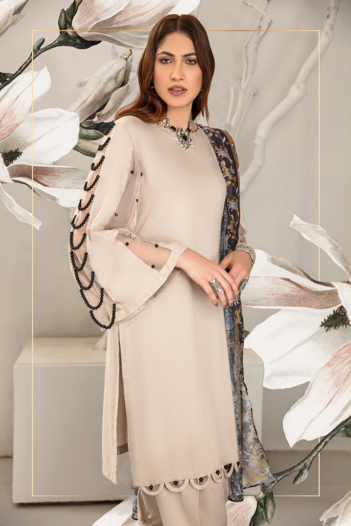 Light Beige Lamika Linen Ladies Suit