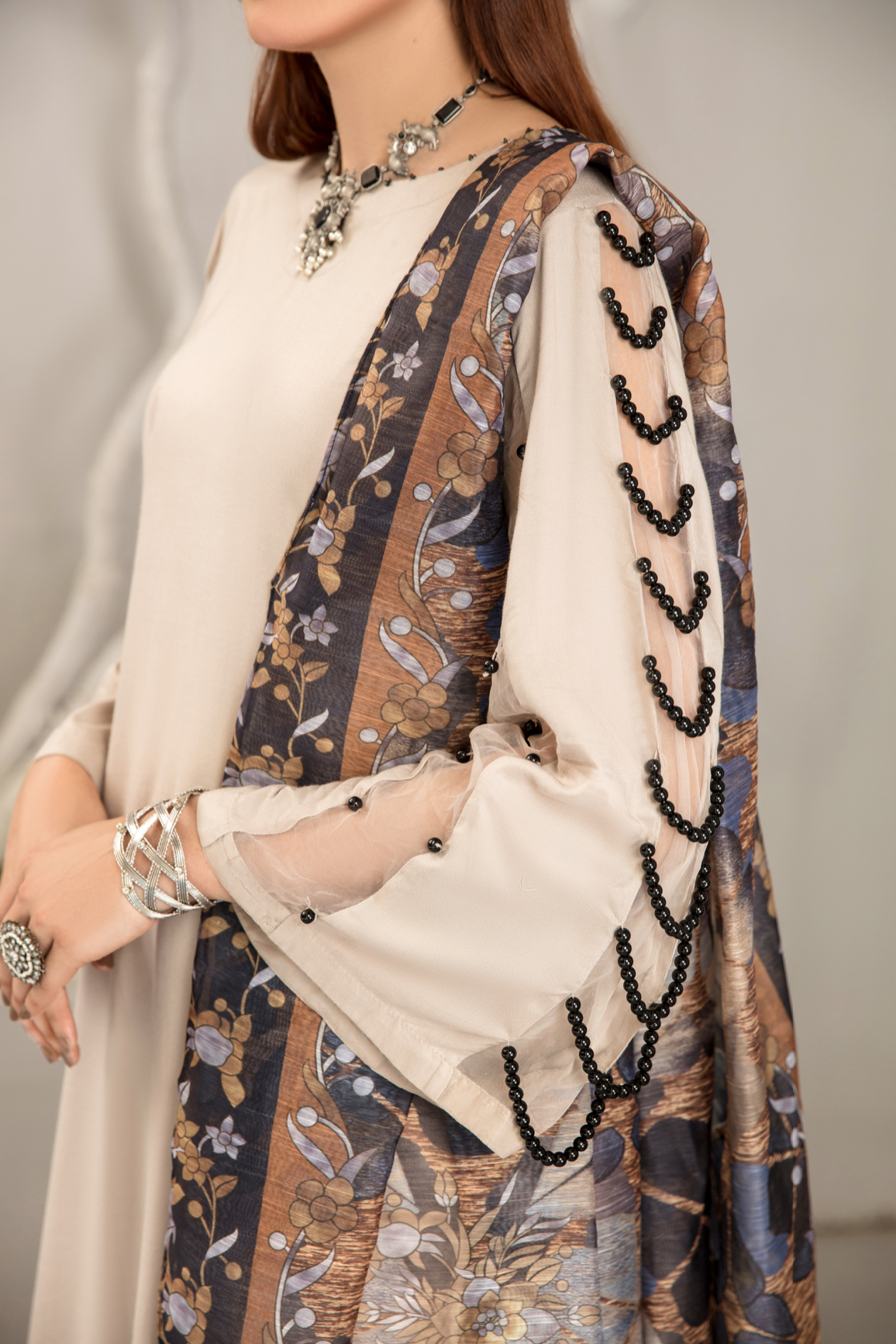 Light Beige Lamika Linen Ladies Suit
