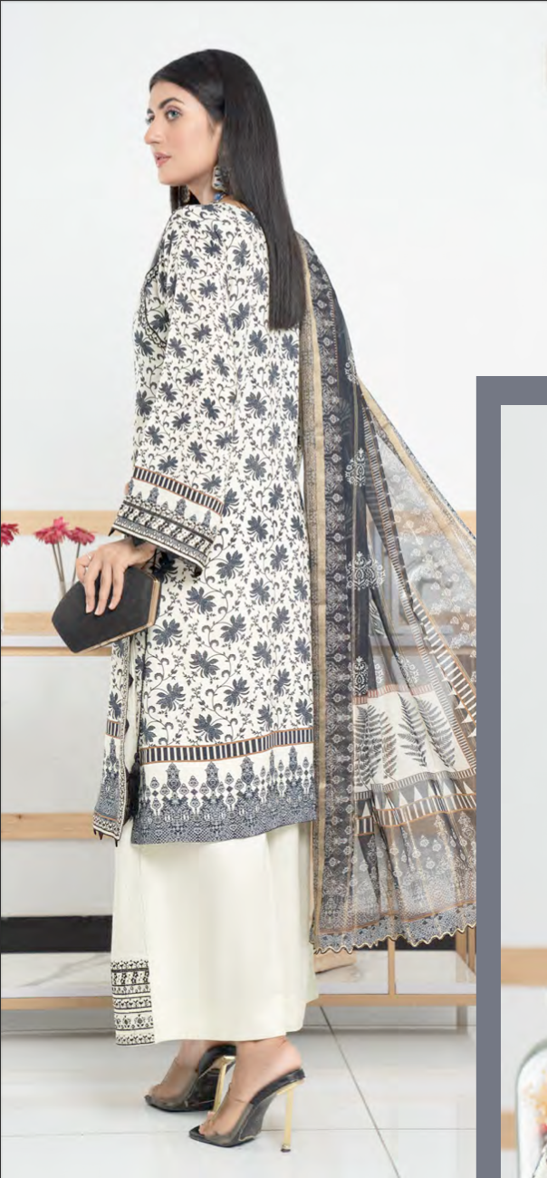 Cream Munira Designer Linen Ladies Suit