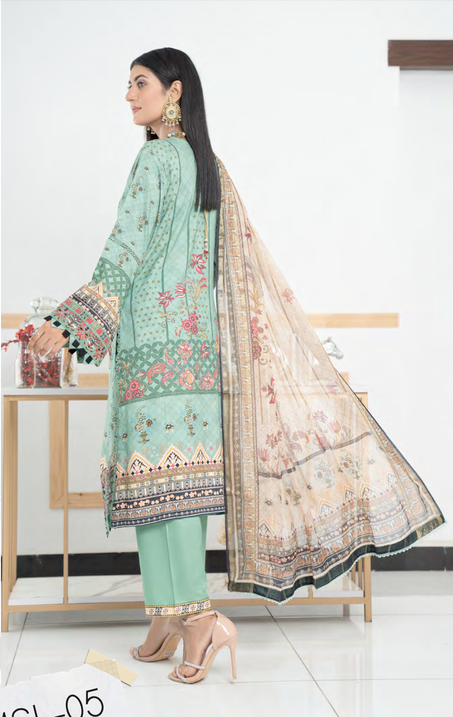 Teal Green Munira Designer Linen Ladies Suit