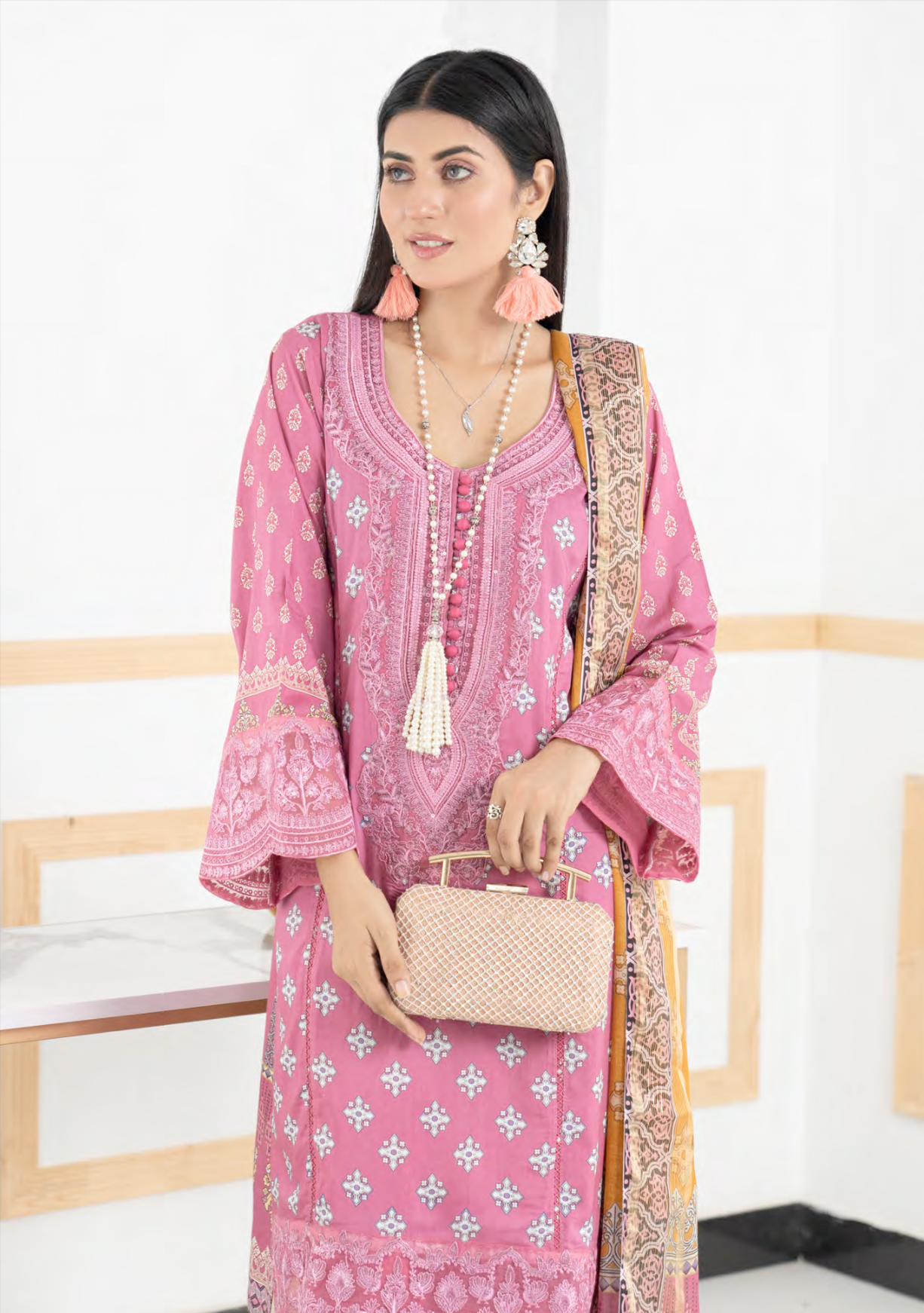 Pink Munira Designer Linen Ladies Suit