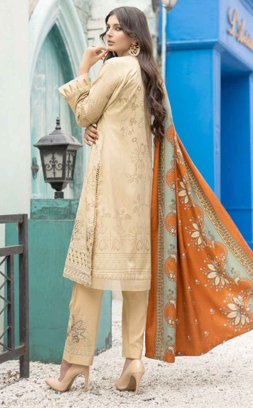 Beige Gold Munira Designer Dhanak Ladies Suit