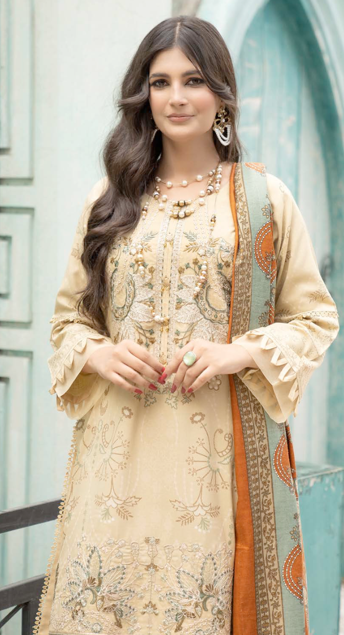 Beige Gold Munira Designer Dhanak Ladies Suit
