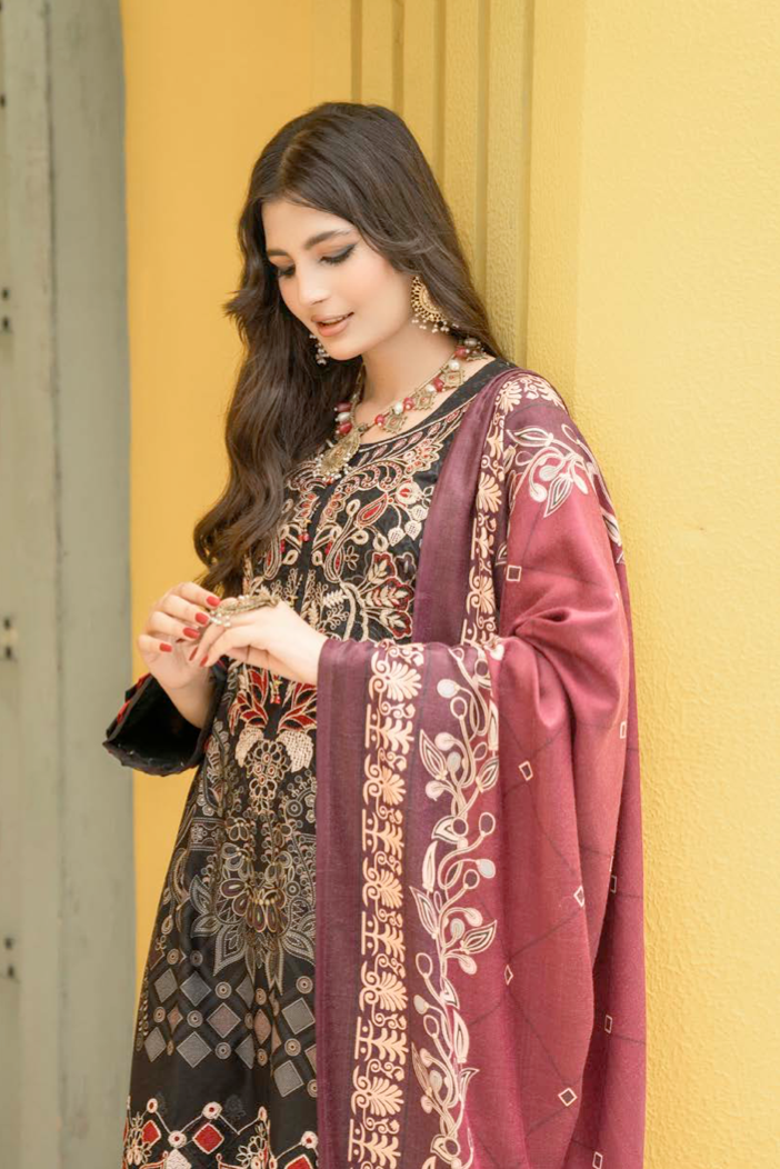 Black Munira Designer Dhanak Ladies Suit