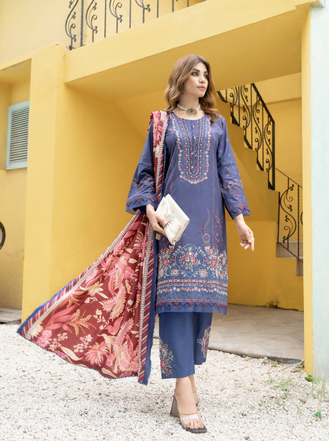 Blue Munira Designer Dhanak Ladies Suit