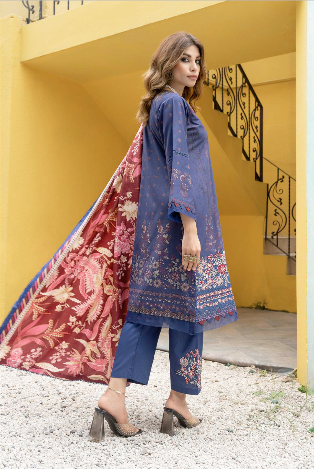 Blue Munira Designer Dhanak Ladies Suit