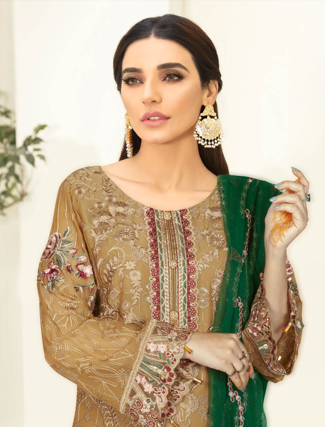 Dark Gold Nayab by Ramsha Chiffon Ladies Suit