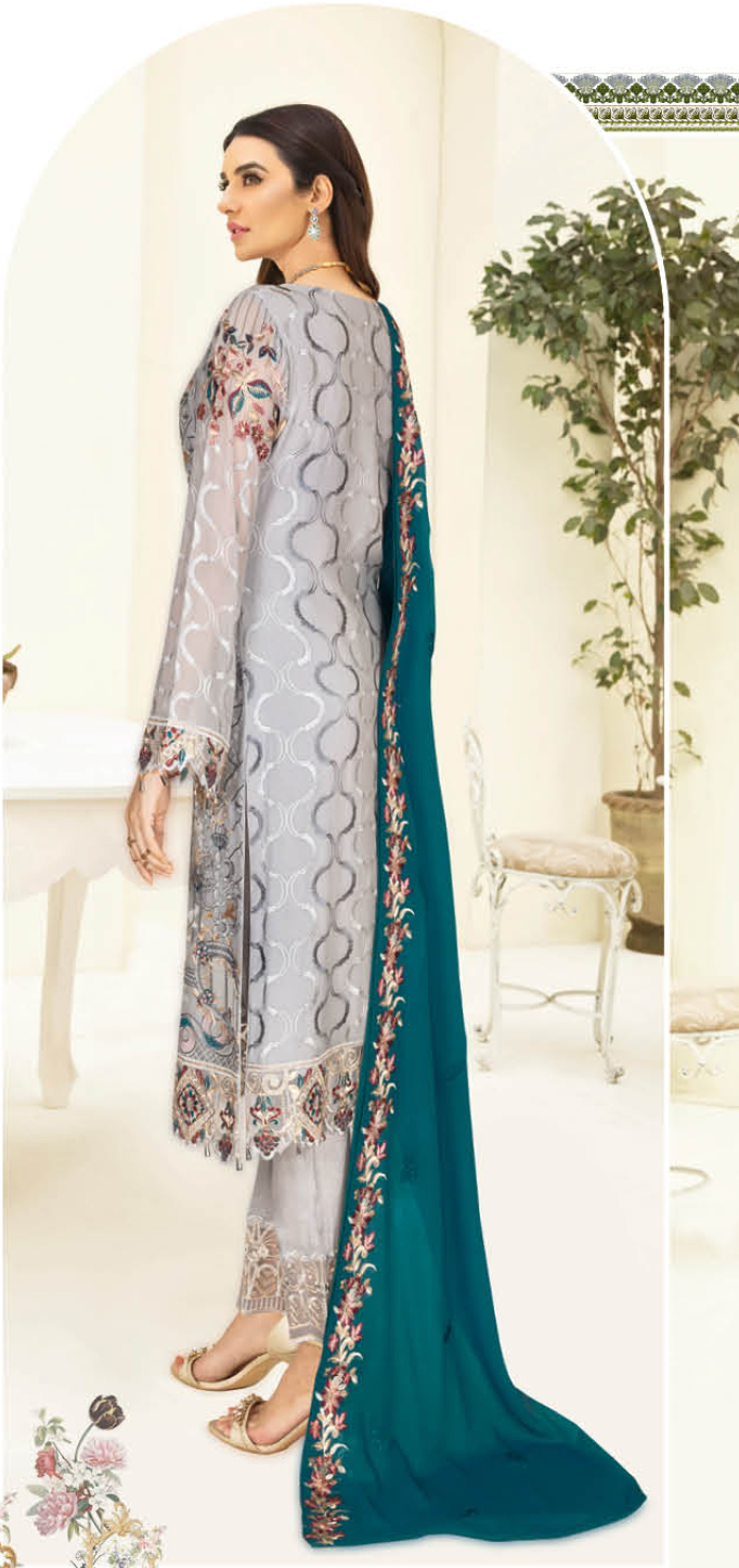 Light Grey Nayab by Ramsha Chiffon Ladies Suit