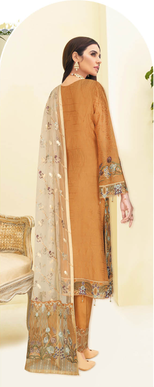 Brown Nayab by Ramsha Chiffon Ladies Suit