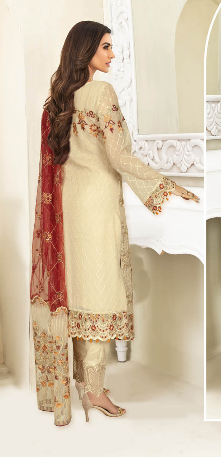 Light Beige Gold Nayab by Ramsha Chiffon Ladies Suit