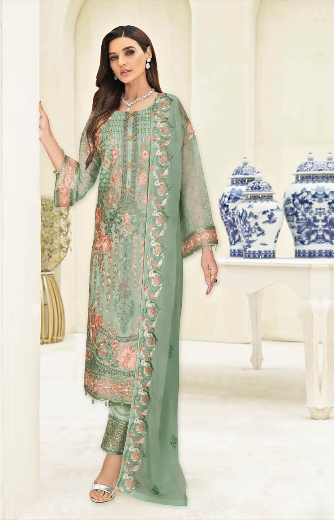 Green Nayab by Ramsha Chiffon Ladies Suit