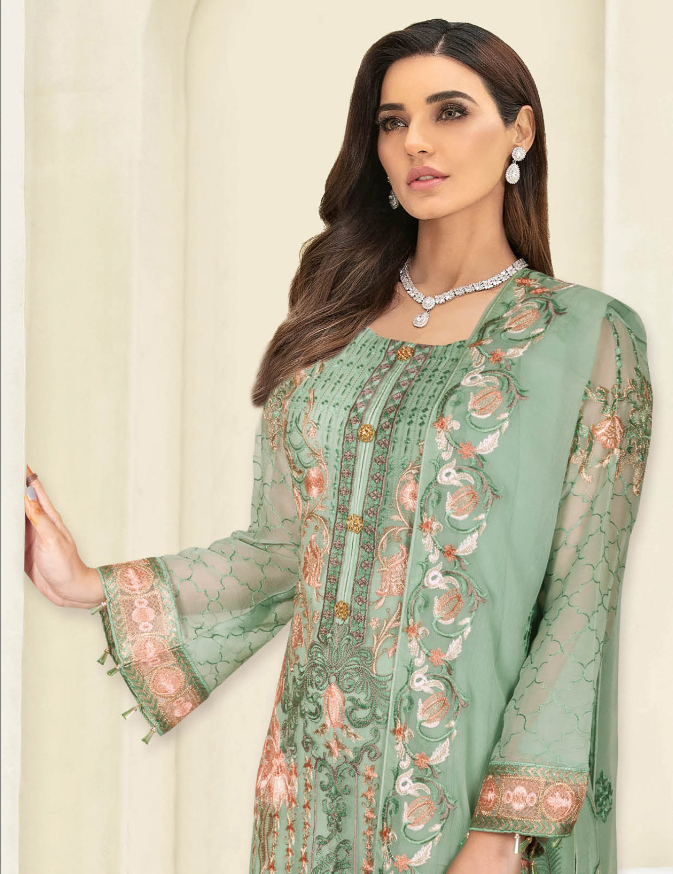 Green Nayab by Ramsha Chiffon Ladies Suit