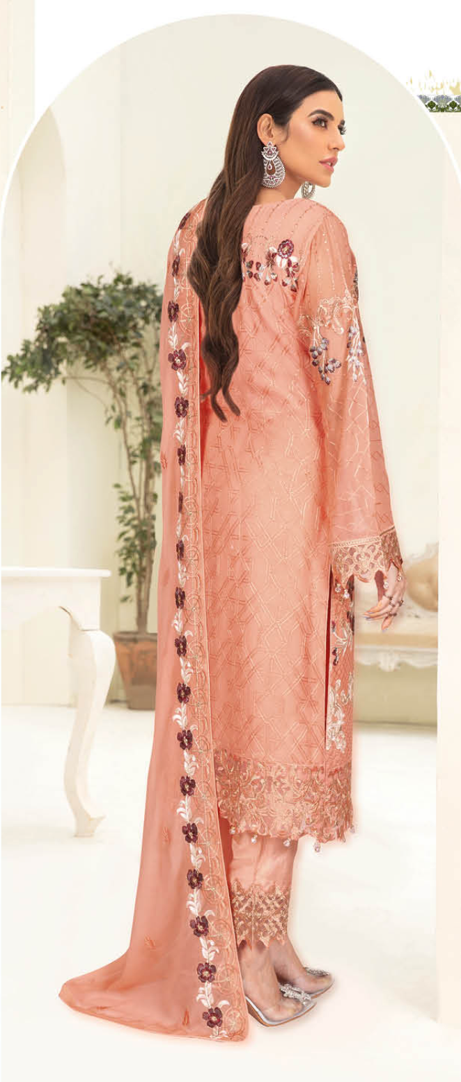 Peach Pink Nayab by Ramsha Chiffon Ladies Suit