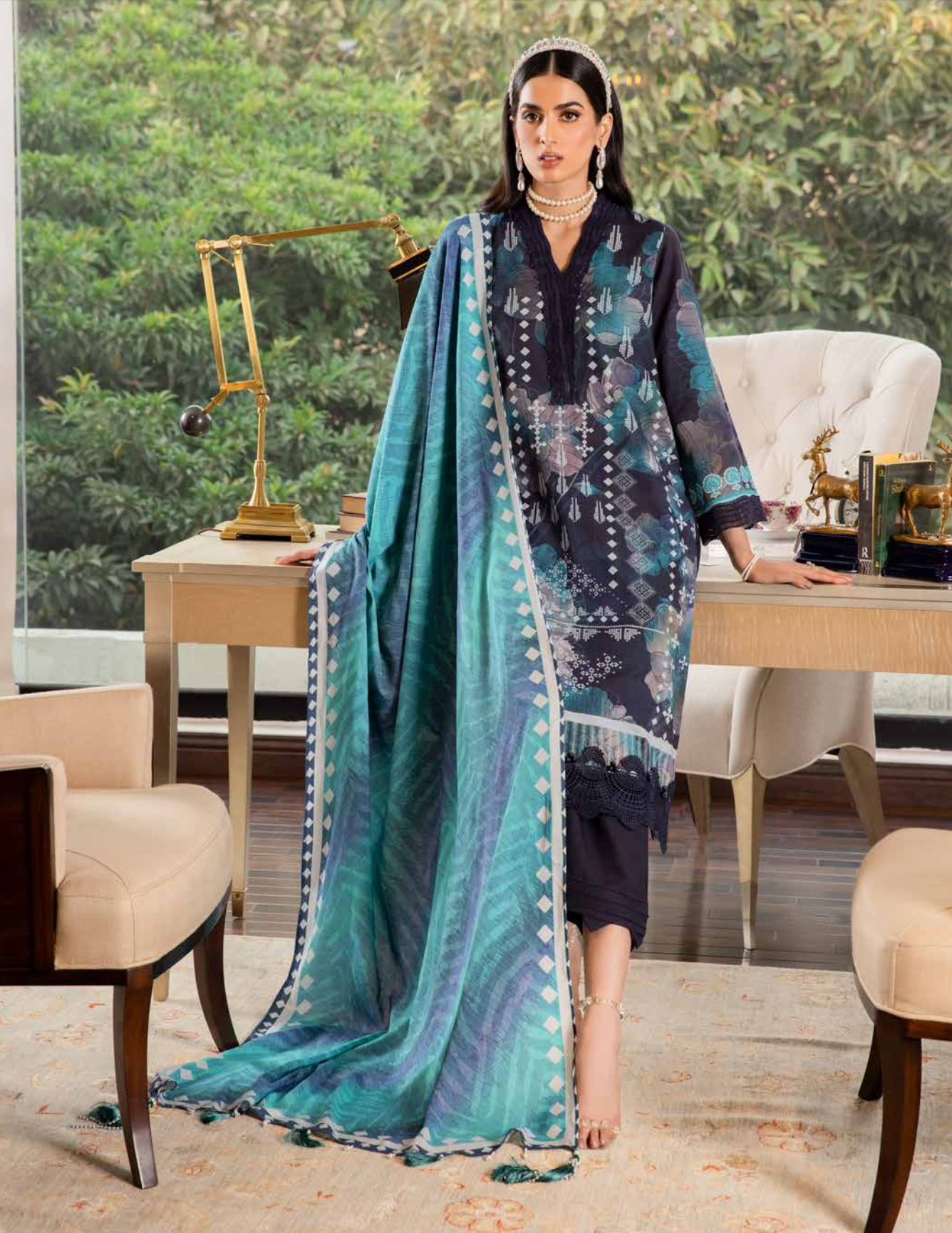 Dark Navy Nureh Khaddar Ladies Suit