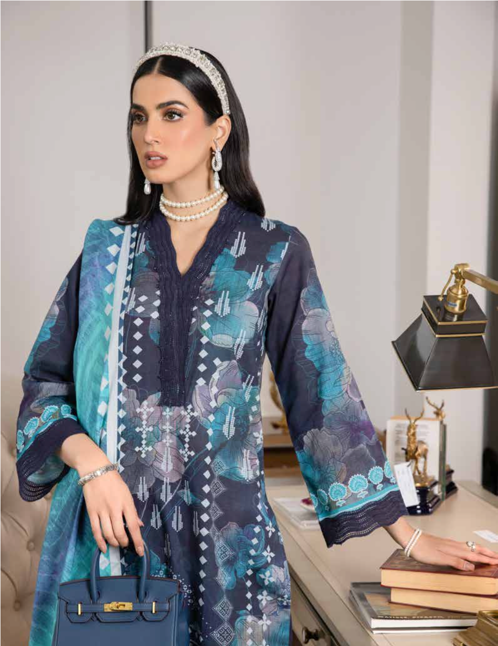 Dark Navy Nureh Khaddar Ladies Suit