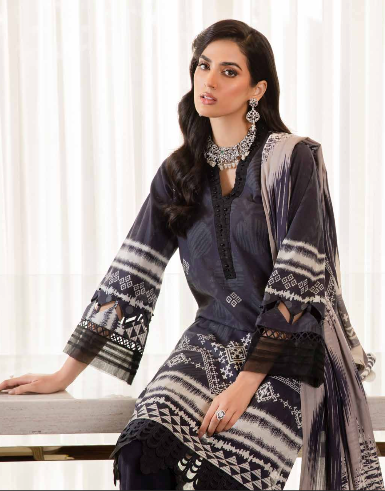 Black Nureh Khaddar Ladies Suit