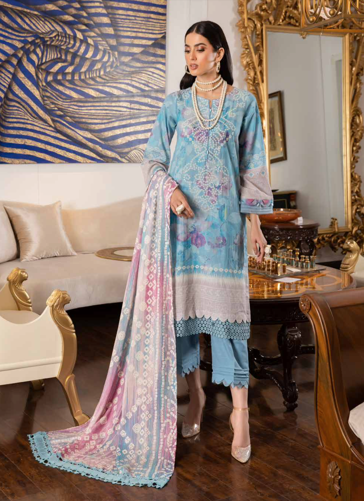 Blue Nureh Khaddar Ladies Suit