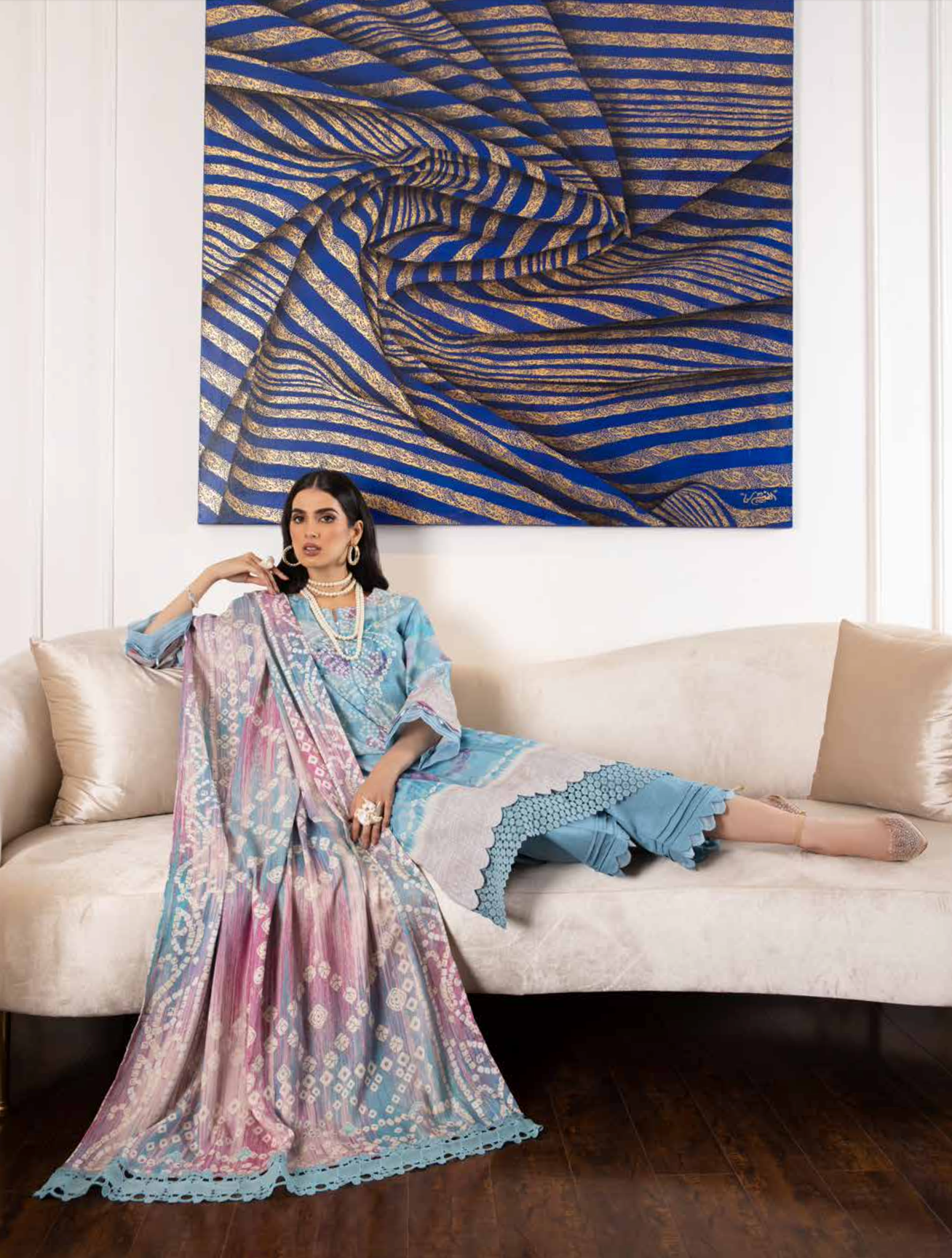 Blue Nureh Khaddar Ladies Suit