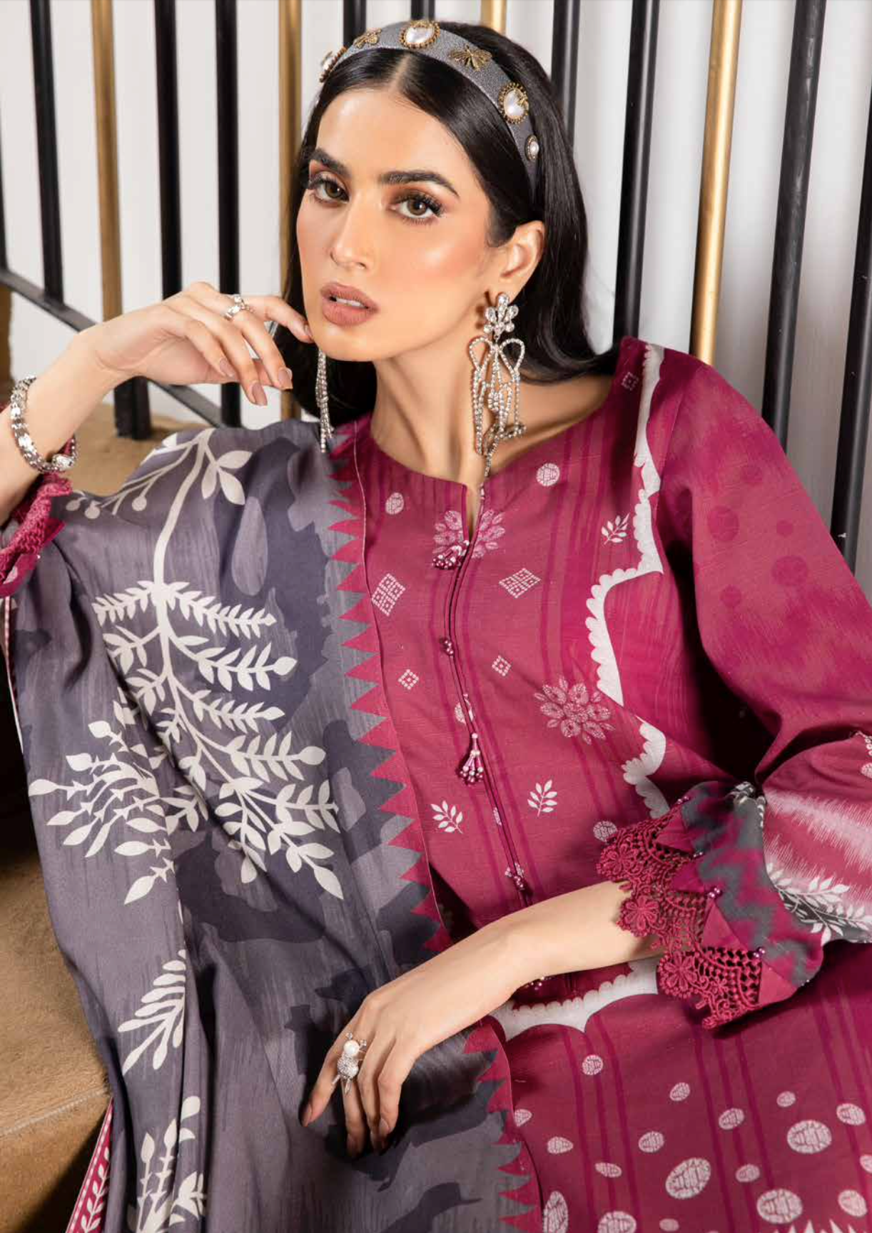 Dark Pink Nureh Khaddar Ladies Suit