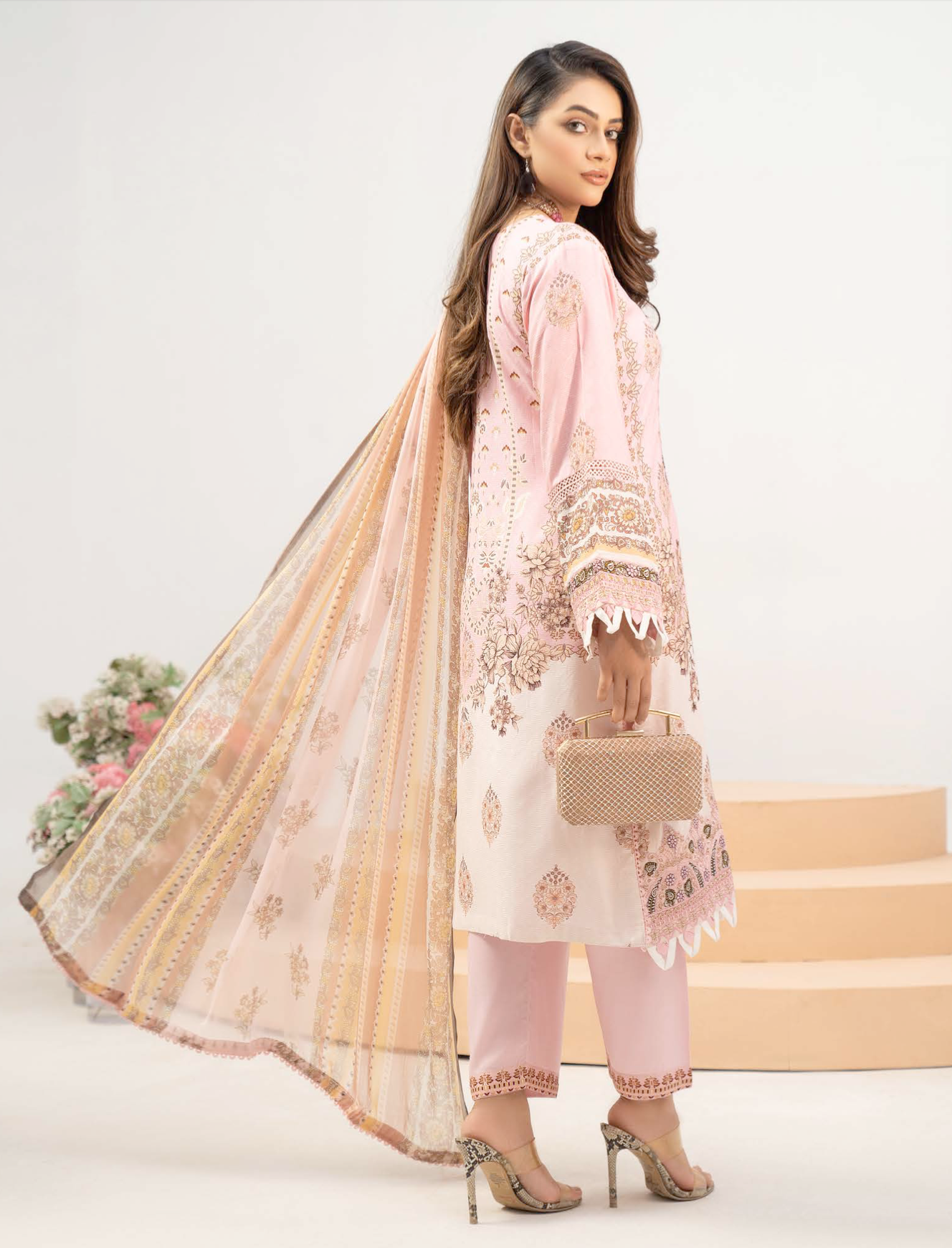 Pink Munira Designer Linen Ladies Suit