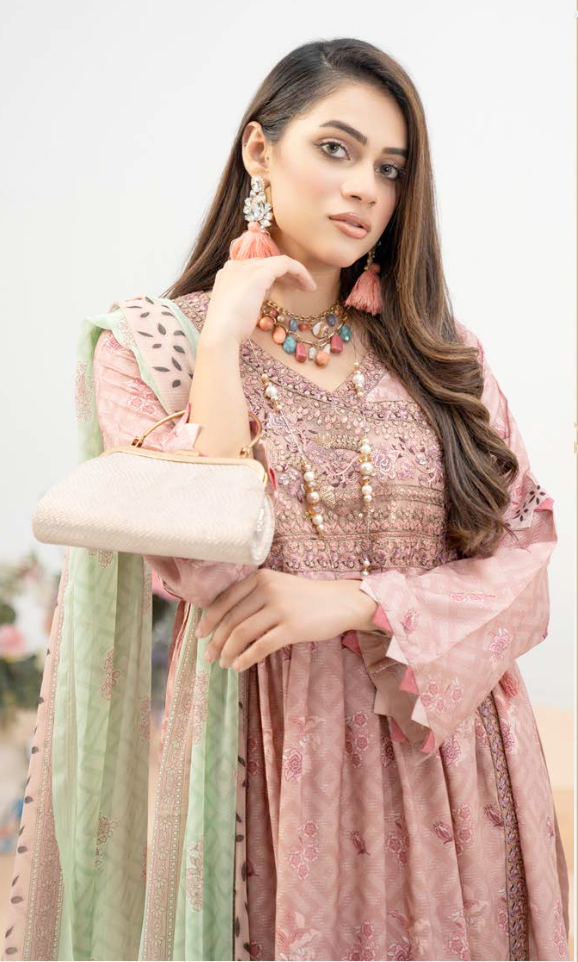 Dusty Pink Munira Designer Linen Ladies Suit
