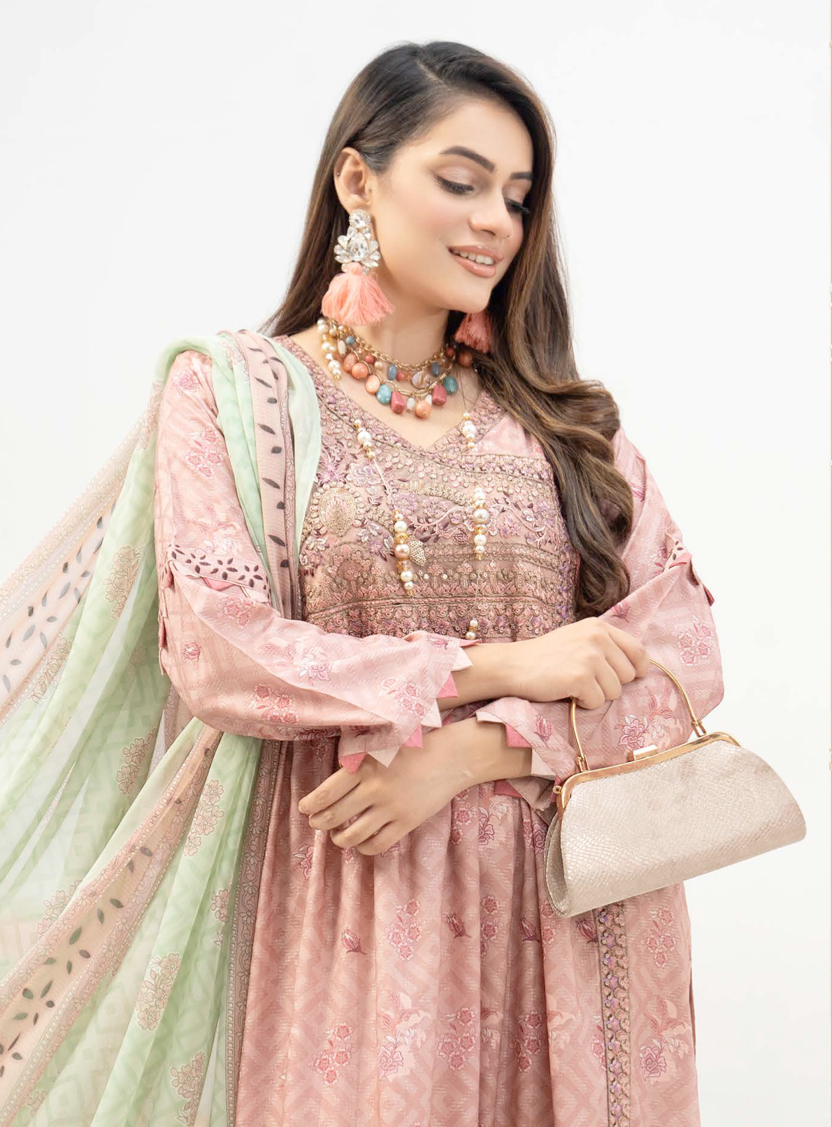 Dusty Pink Munira Designer Linen Ladies Suit