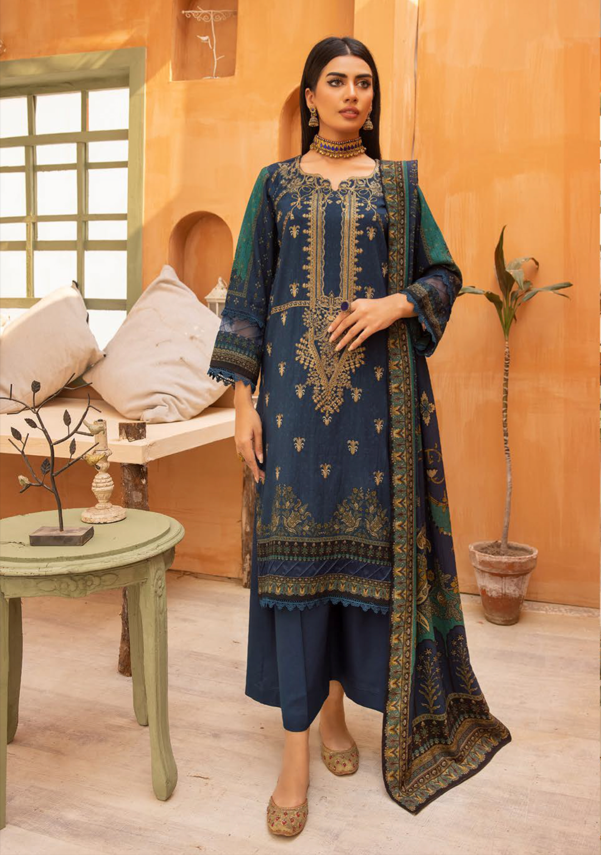Blue Carnation Dhanak Ladies Suit