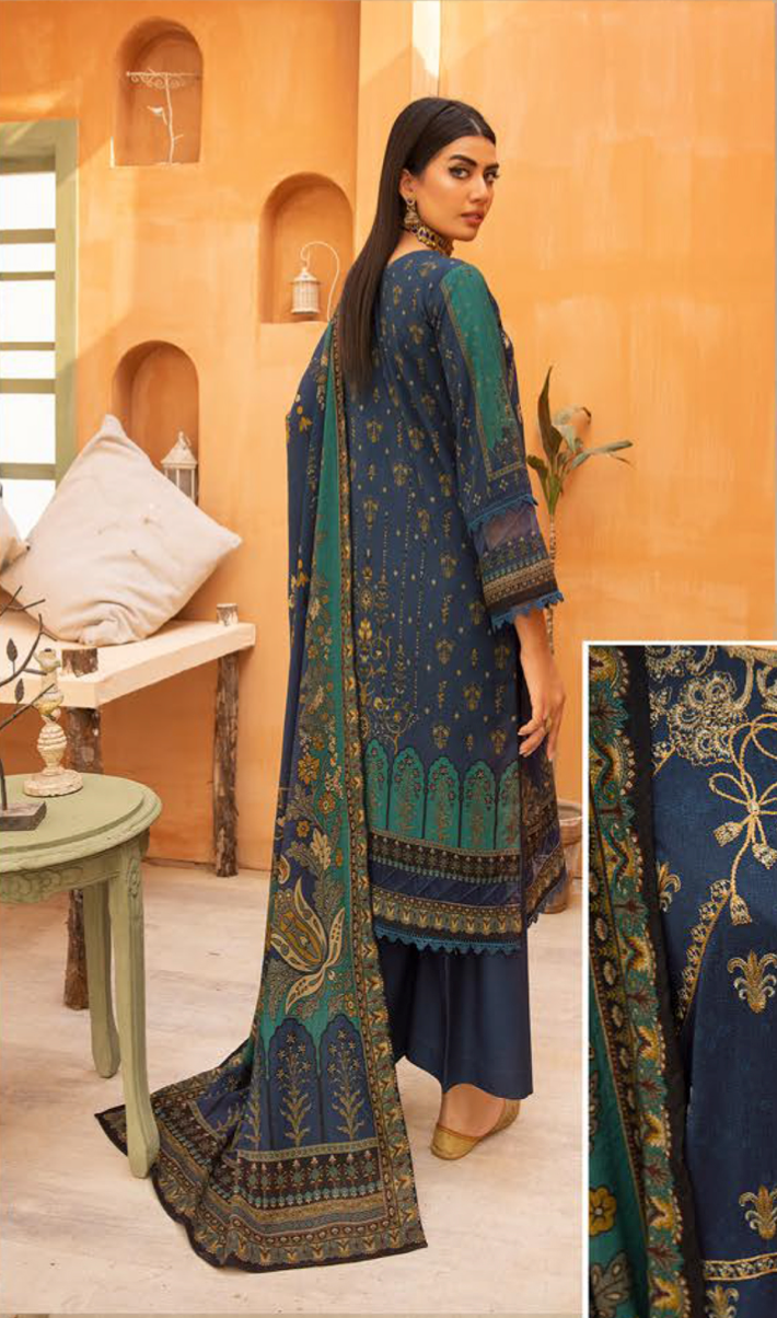 Blue Carnation Dhanak Ladies Suit