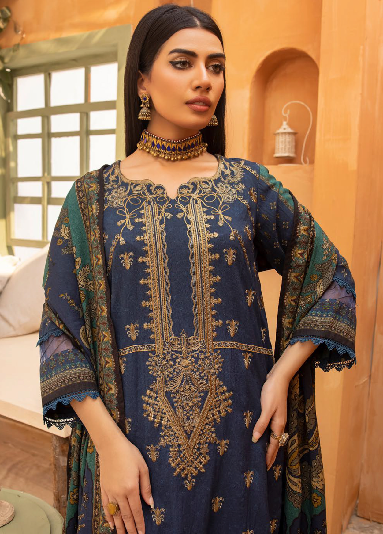 Blue Carnation Dhanak Ladies Suit
