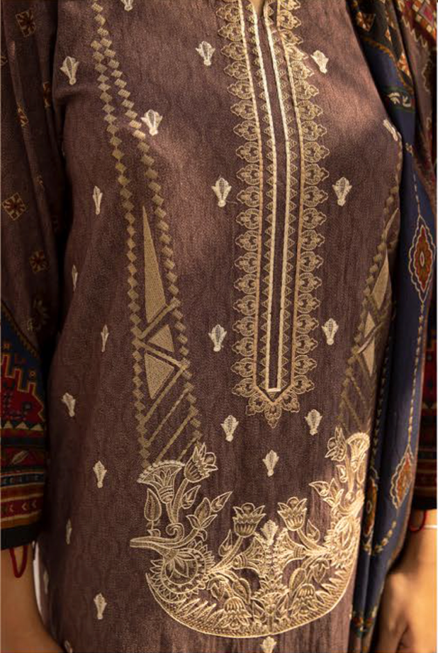 Brown Carnation Dhanak Ladies Suit