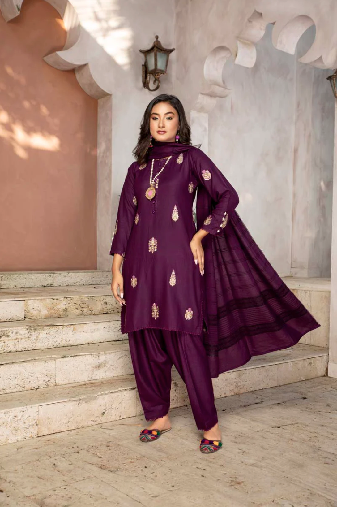 Purple Umang Dhanak Ladies Suit