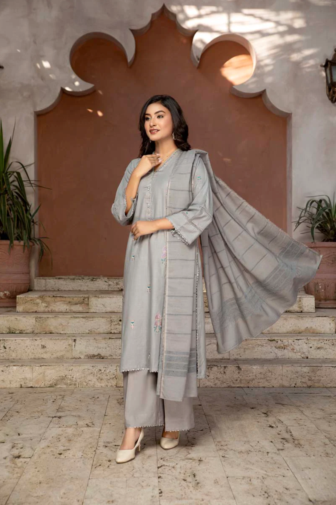 Grey Umang Dhanak Ladies Suit