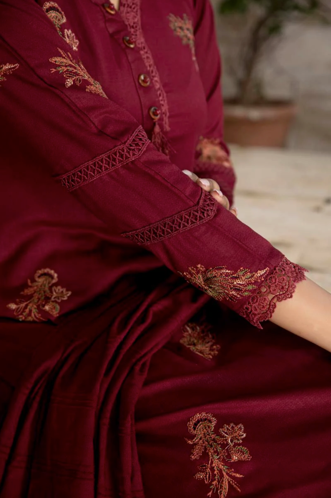 Maroon Umang Dhanak Ladies Suit