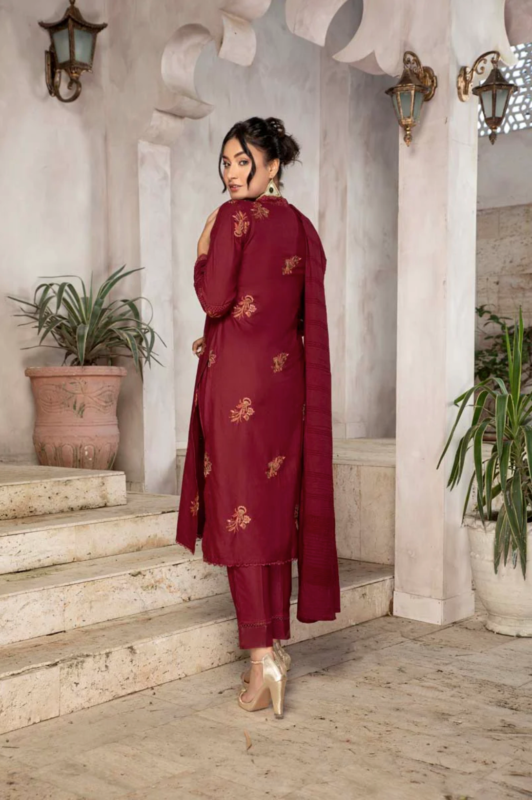 Maroon Umang Dhanak Ladies Suit