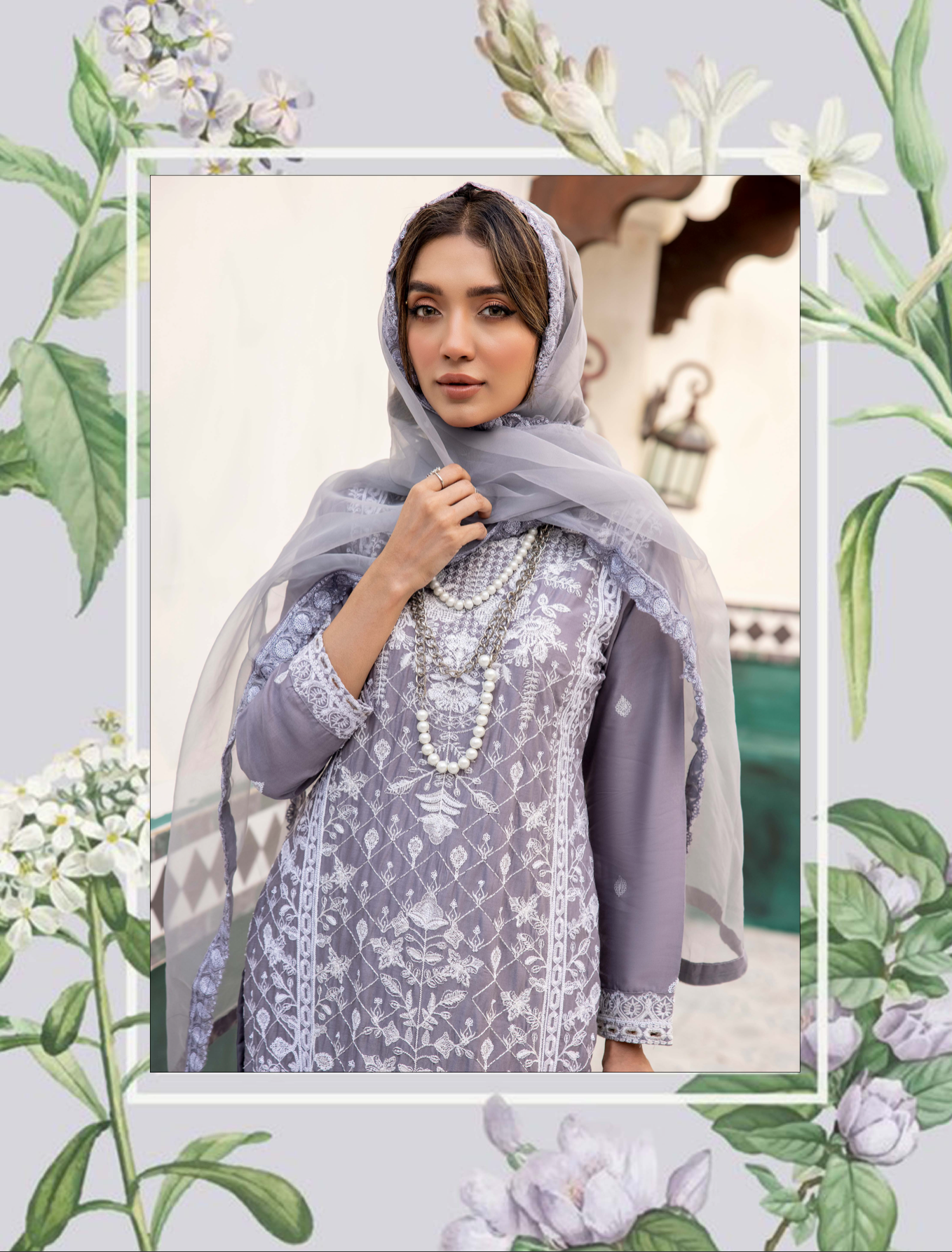 Grey Rozana Linen Ladies Suit