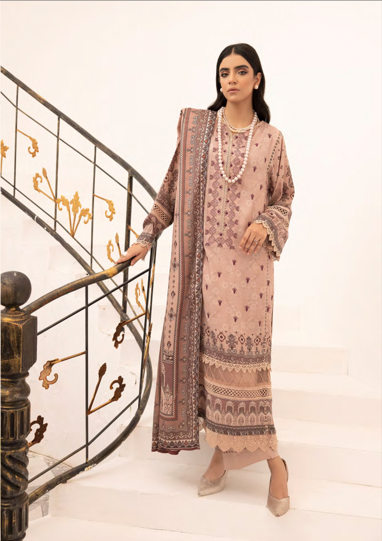 Dusty Pink 'Fusion' Dhanak Ladies Suit