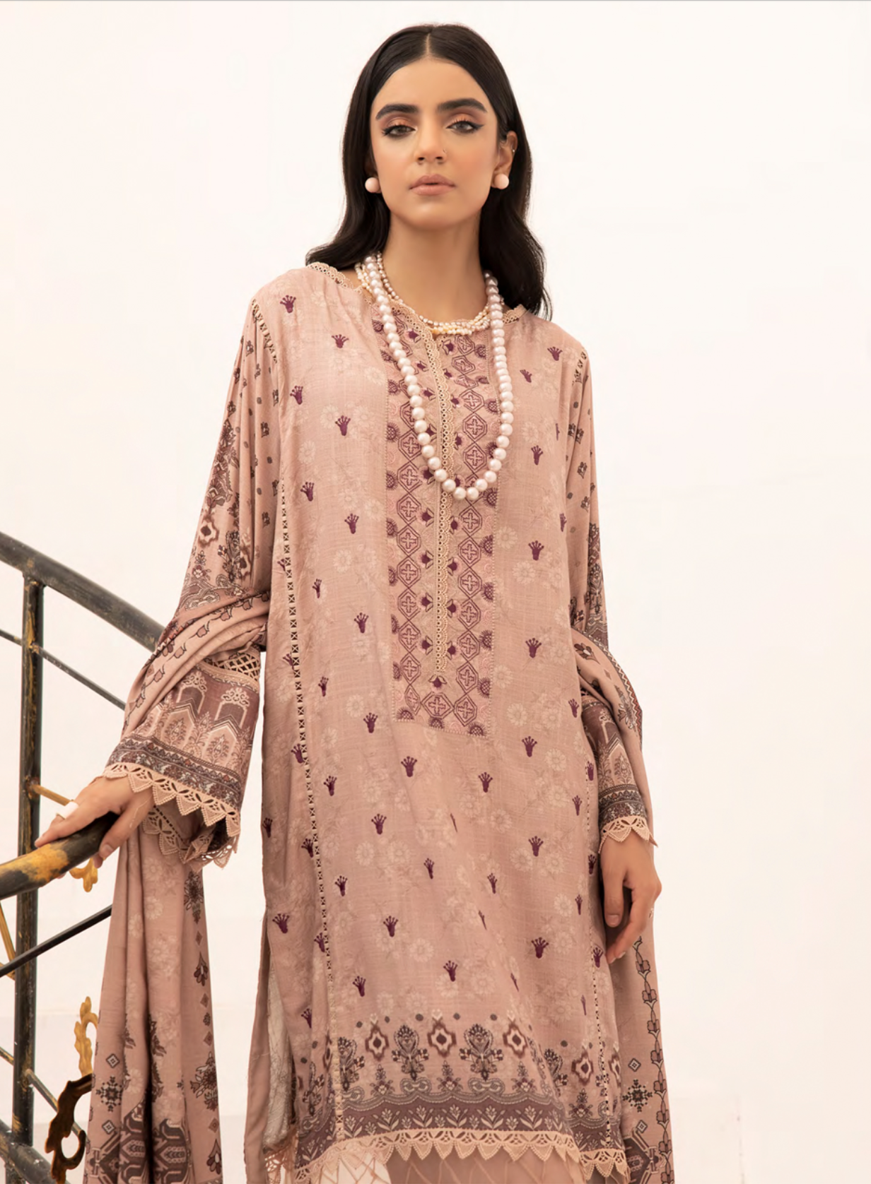 Dusty Pink 'Fusion' Dhanak Ladies Suit