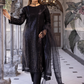 Black 'Baroque Lux' Soft Net Chiffon Ladies Suit