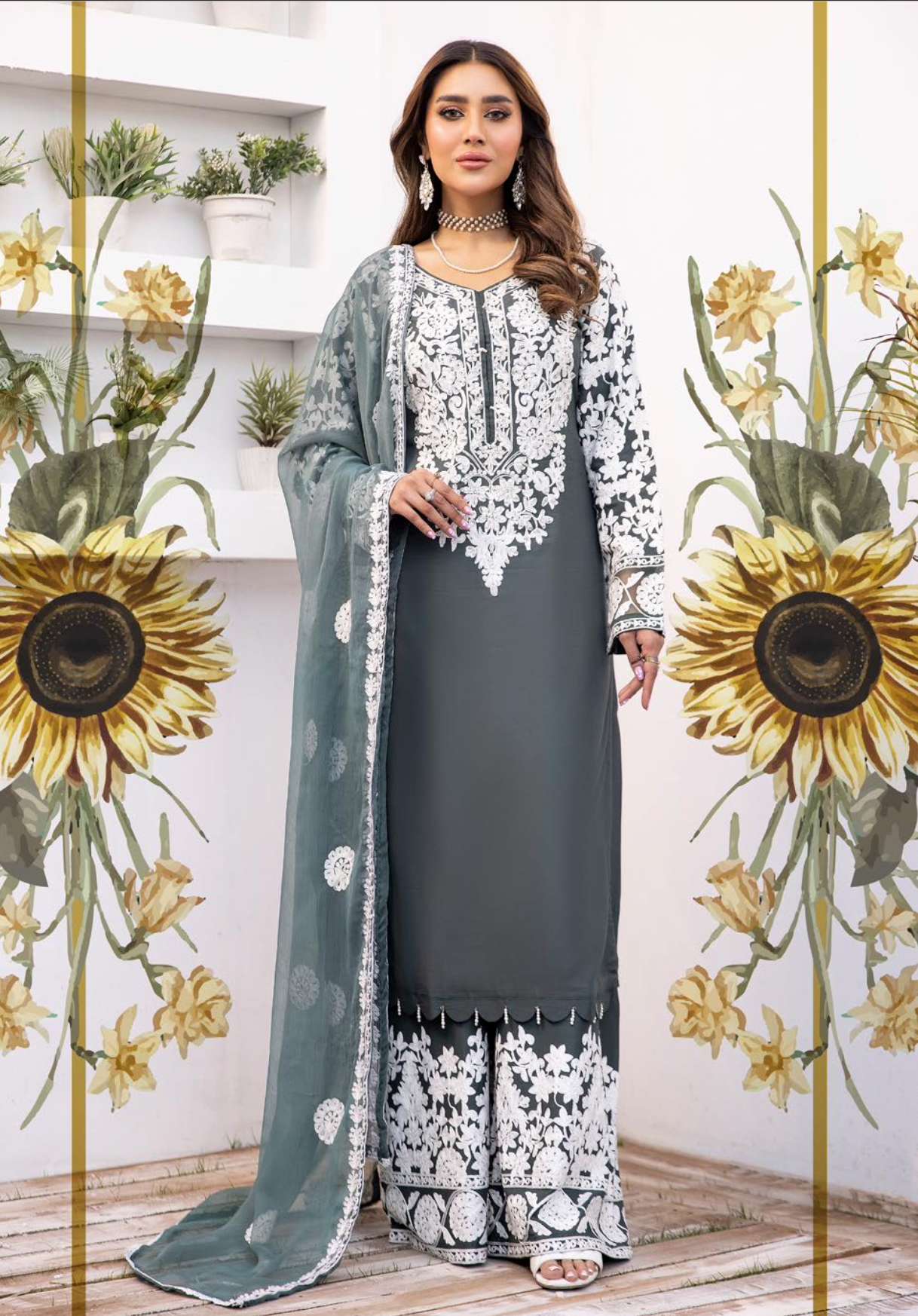 Dark Green 'Yumna Z' Linen Ladies Suit