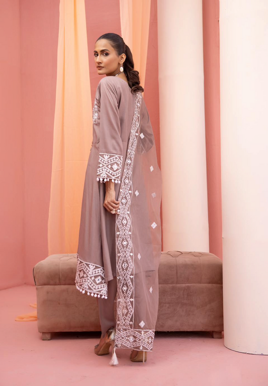 Brown 'Sophia Noor' Linen Ladies Suit