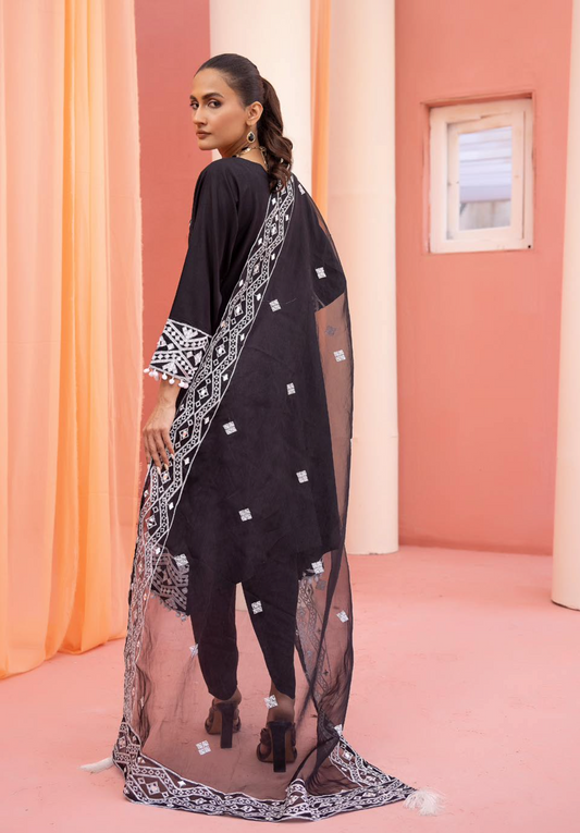 Black 'Sophia Noor' Linen Ladies Suit