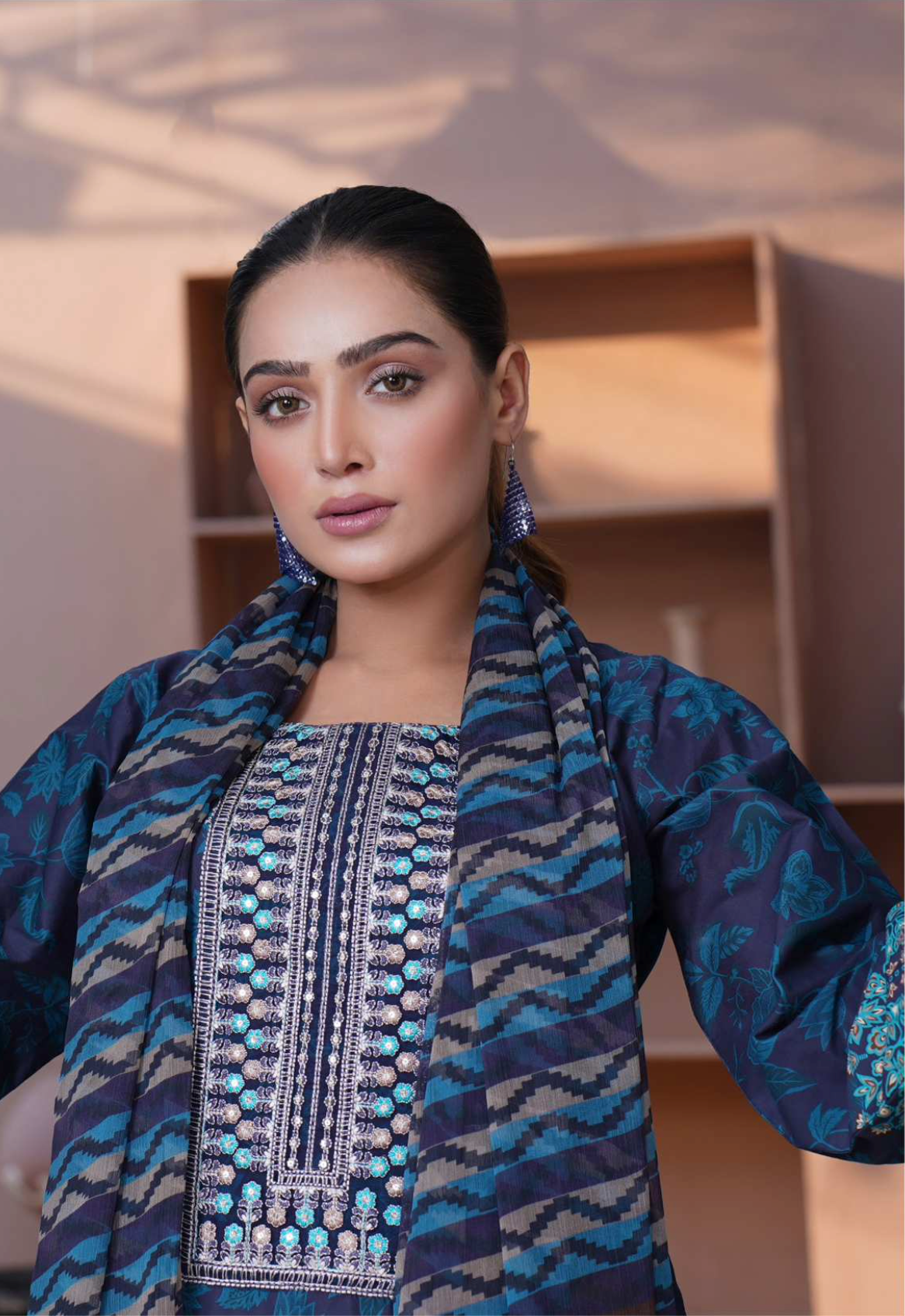 Navy Blue 'Zartaaj' Cotton Ladies Suit