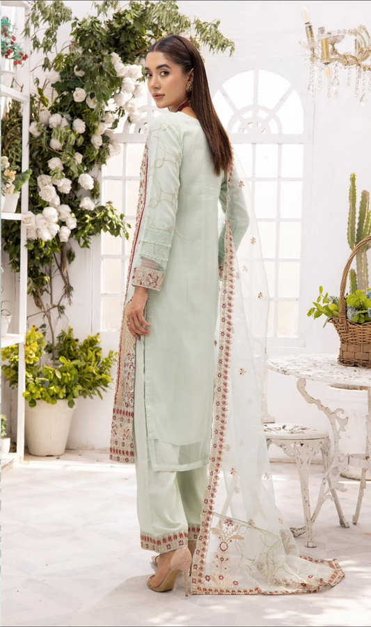 Mint Green 'Noor' Organza Ladies Suit